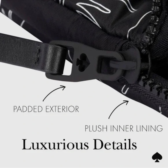 Kate Spade Puffer Laptop Sleeve Hollyhock Iridescent Black Floral 14" Case Bag - Picture 7 of 9